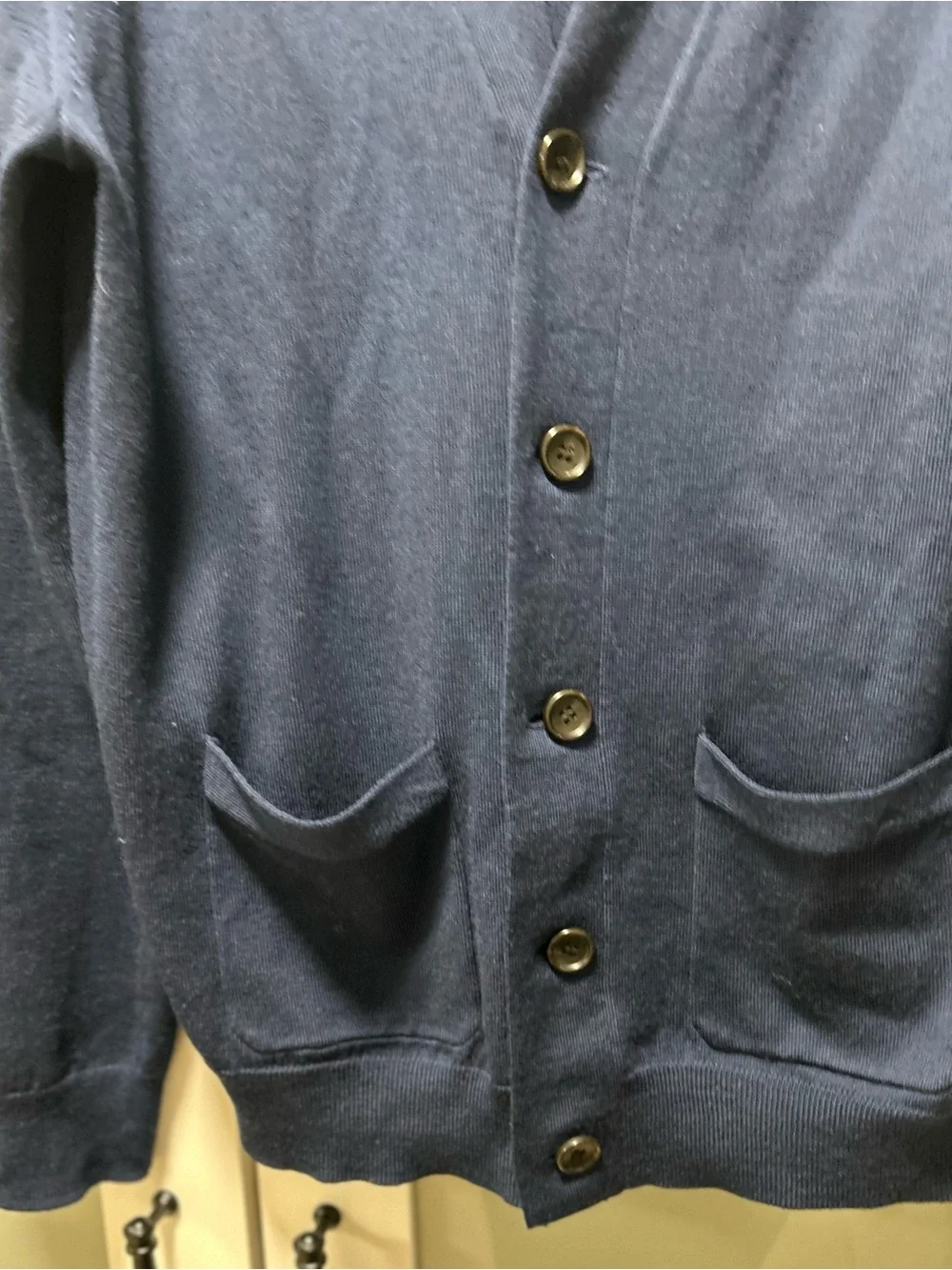 J.Crew  Men's Navy Blue V-Neck Button-Up Merino wool Cardigan Sweater M